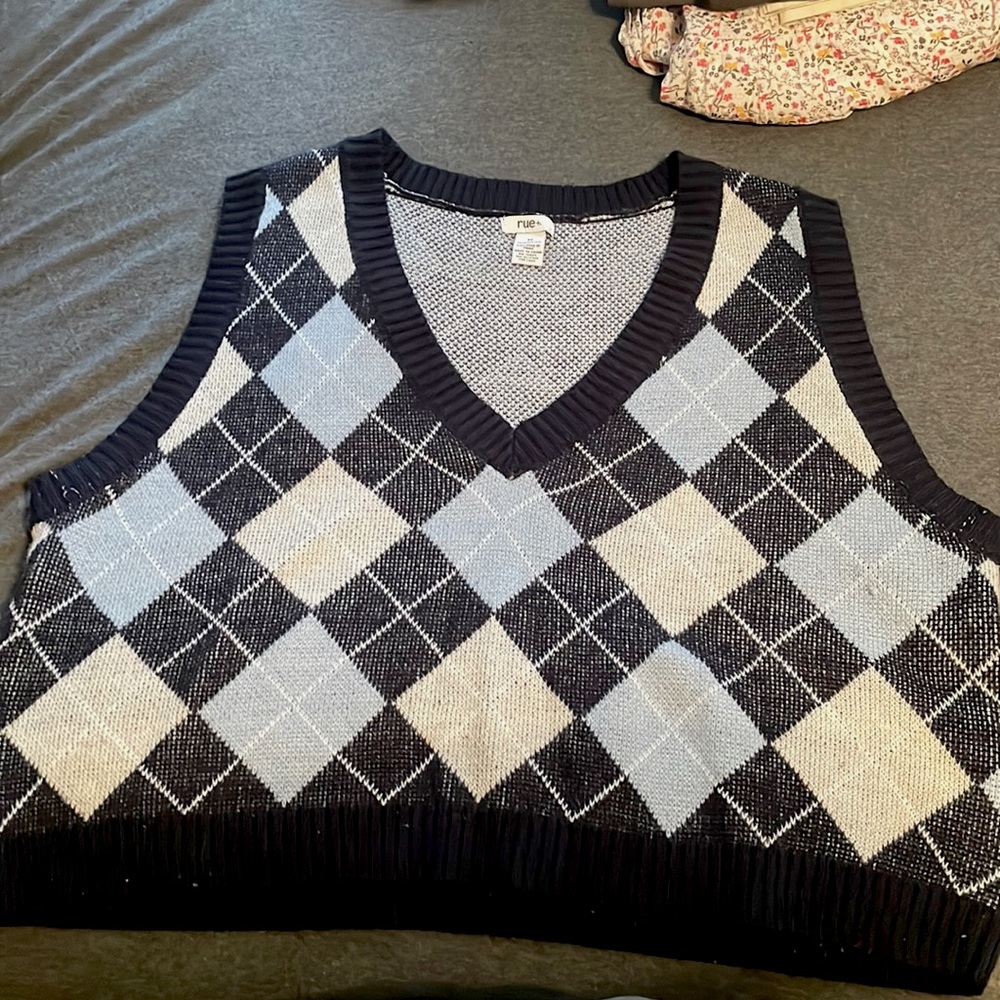 A cute little sweater vest, cropped, 3X